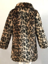 Leopard Print Faux Fur Coat Women 2022 Winter Long Sleeve Turn-down