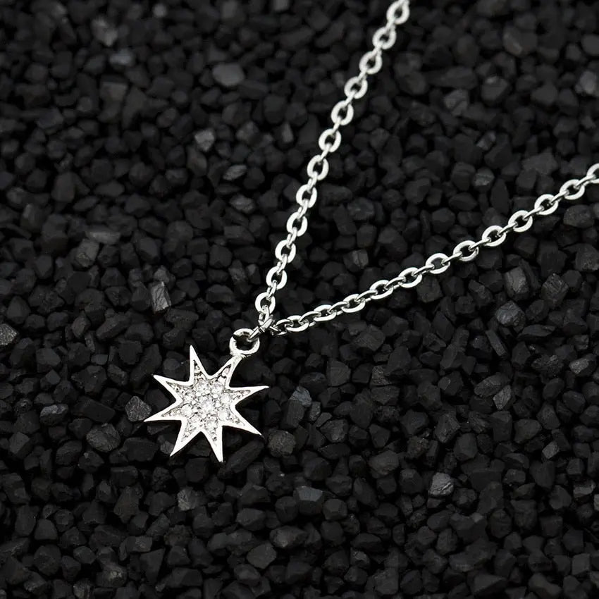 Fashion Paved CZ Stone North Star Necklace Crystal - GLR SHOPPING