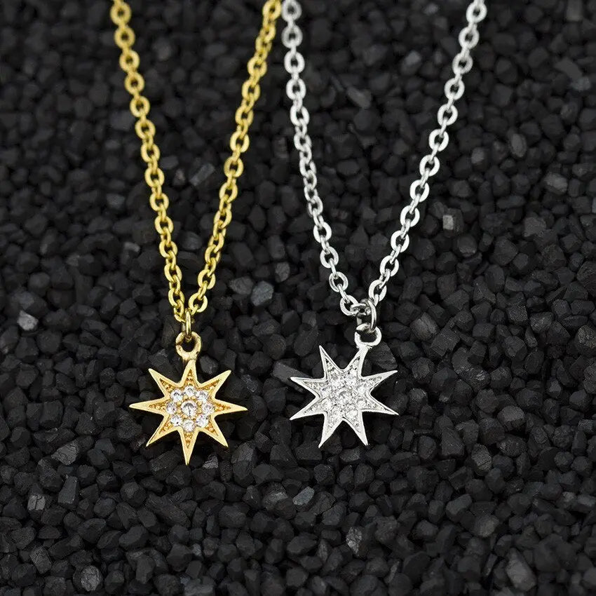 Fashion Paved CZ Stone North Star Necklace Crystal - GLR SHOPPING