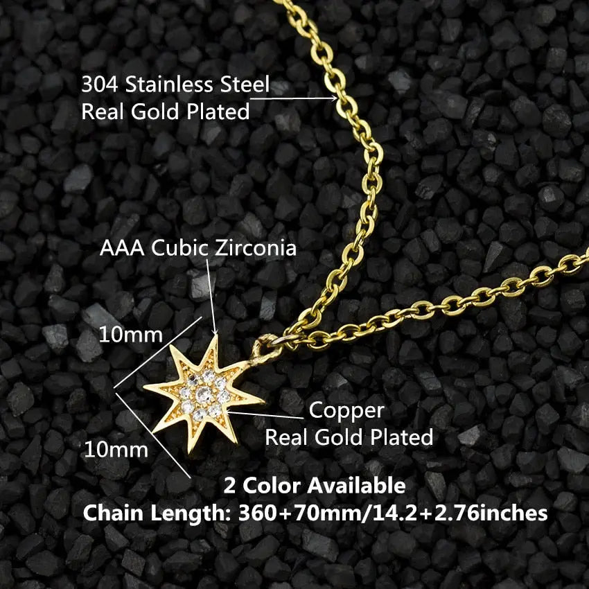 Fashion Paved CZ Stone North Star Necklace Crystal - GLR SHOPPING
