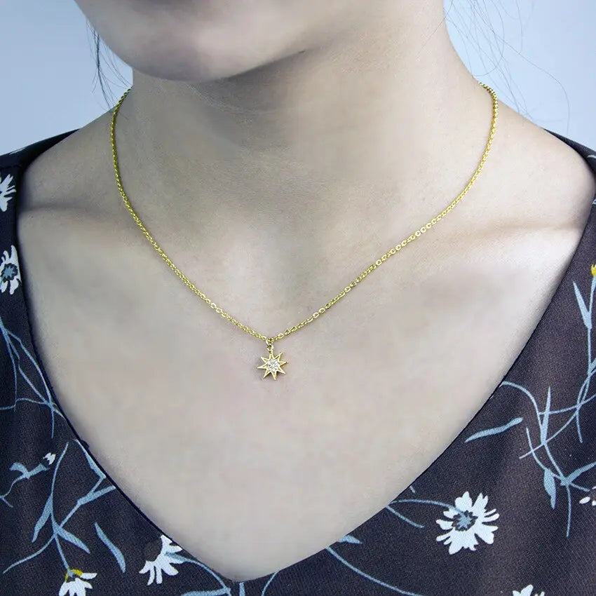 Fashion Paved CZ Stone North Star Necklace Crystal - GLR SHOPPING