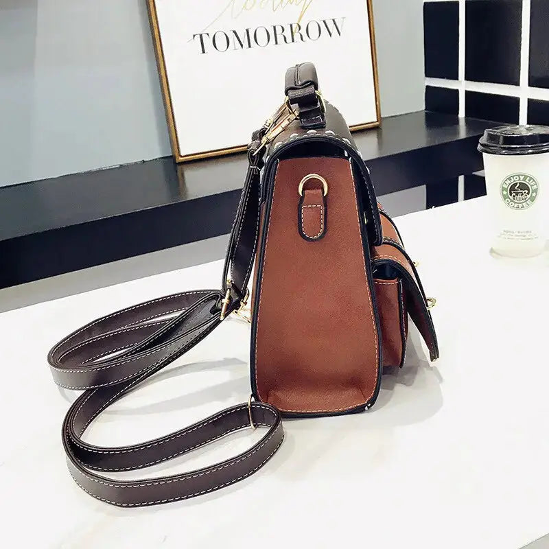 Vintage Paneled PU Leather Women Backpack - GLR SHOPPING