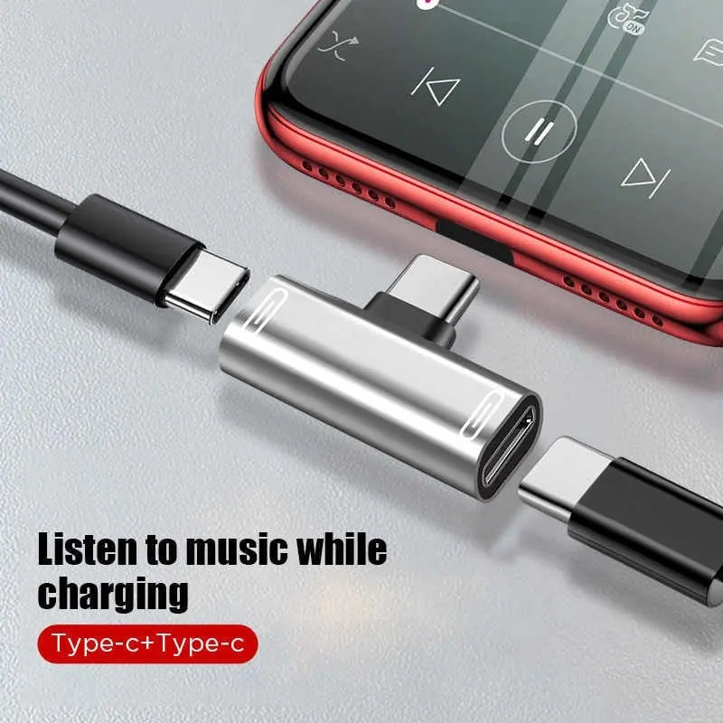 T-shaped 2-in-1 Dual-port Headphone Charger Adapter Gadget-4