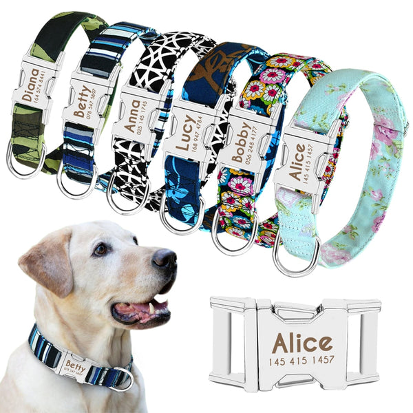 Dog Collar Personalized Nylon Pet Dog Tag Collar Custom Puppy Cat