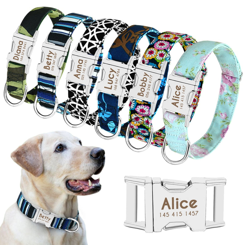 Dog Collar Personalized Nylon Pet Dog Tag Collar Custom Puppy Cat