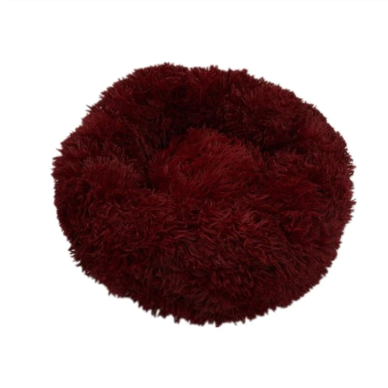 Super Soft Long Plush Donut Round Pet Bed