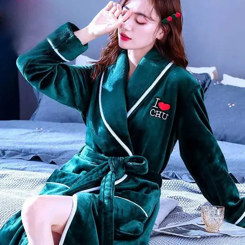 Hotel Bathrobe Women Bathing Robe Fleece - GLR SHOPPING