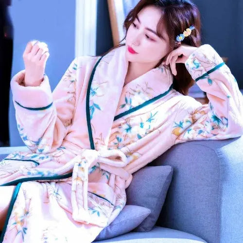 Hotel Bathrobe Women Bathing Robe Fleece - GLR SHOPPING