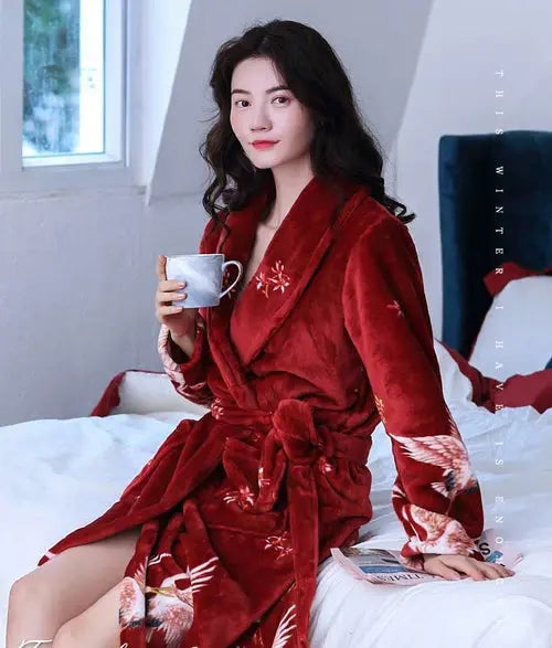 Hotel Bathrobe Women Bathing Robe Fleece - GLR SHOPPING