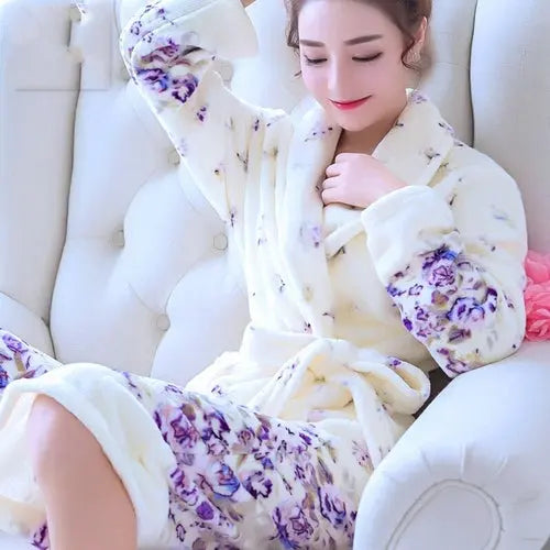 Hotel Bathrobe Women Bathing Robe Fleece - GLR SHOPPING
