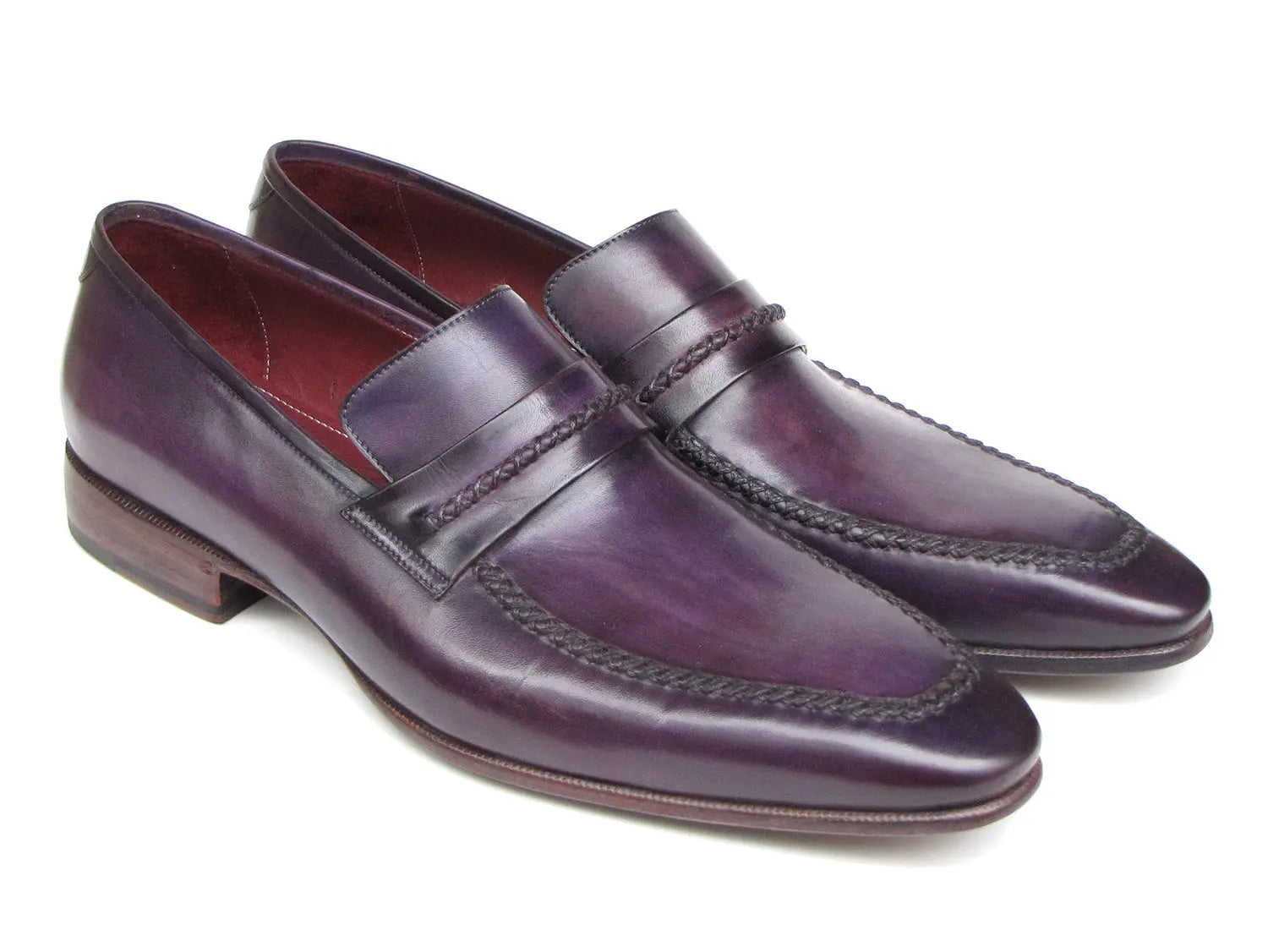 Paul Parkman Men's Purple Loafers Handmade Slip-On Shoes (ID#068-PURP) - GLR SHOPPING