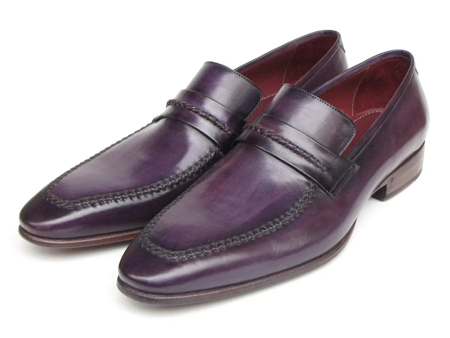 Paul Parkman Men's Purple Loafers Handmade Slip-On Shoes (ID#068-PURP) - GLR SHOPPING