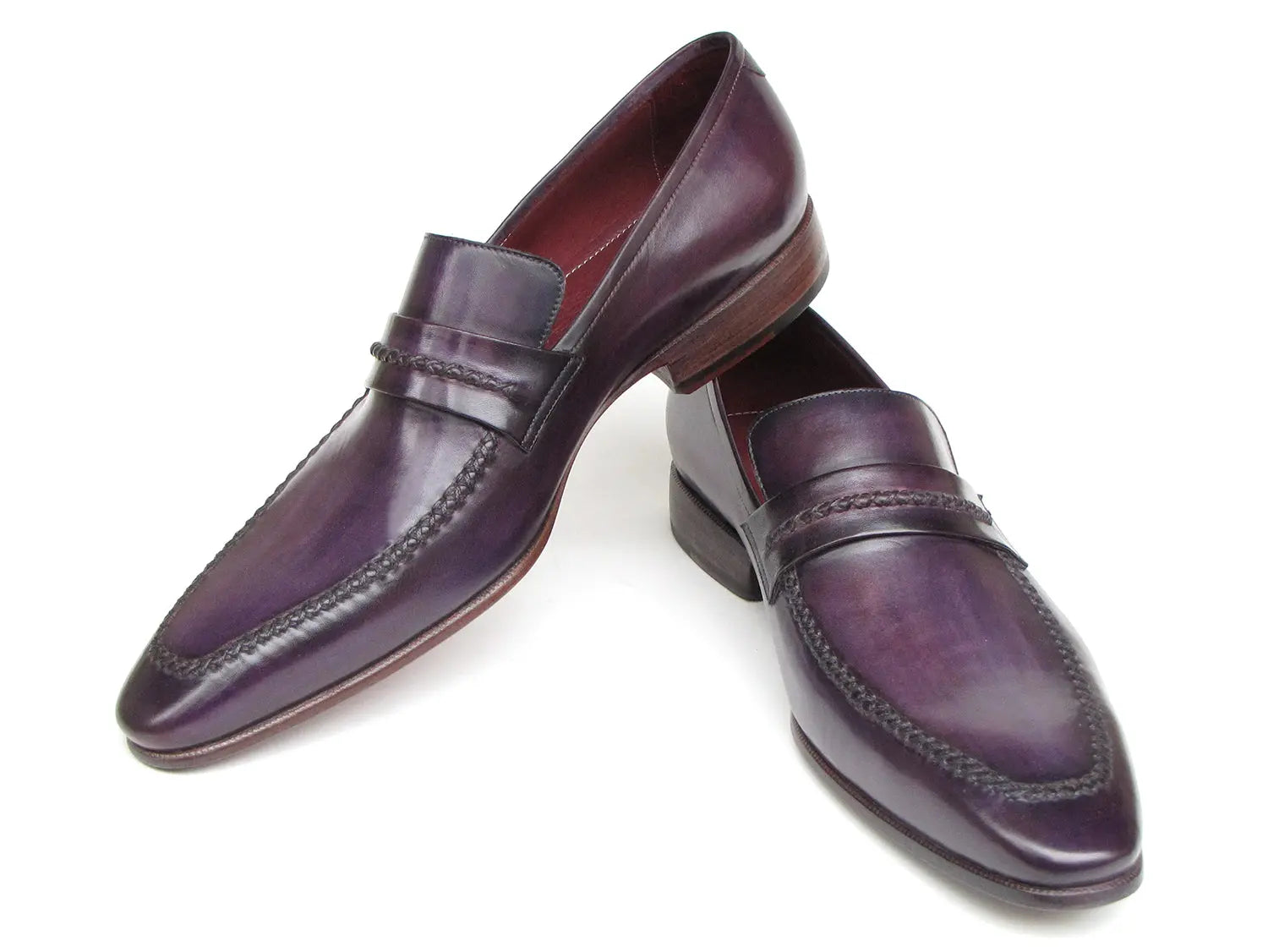 Paul Parkman Men's Purple Loafers Handmade Slip-On Shoes (ID#068-PURP) - GLR SHOPPING