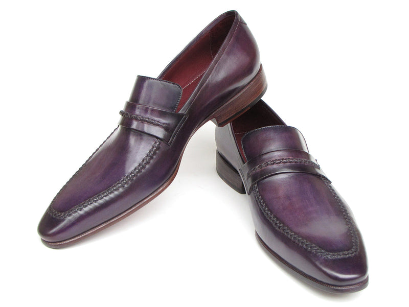 Paul Parkman Men's Purple Loafers Handmade Slip-On Shoes (ID#068-PURP)