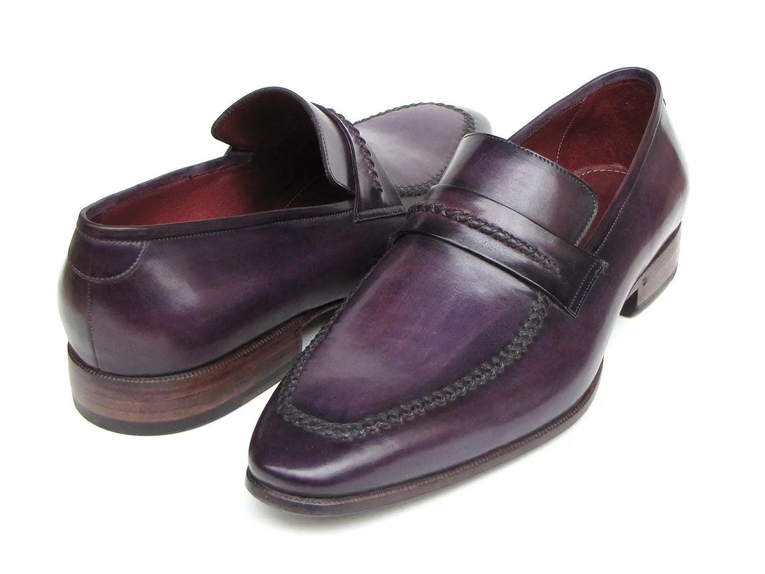 Paul Parkman Men's Purple Loafers Handmade Slip-On Shoes (ID#068-PURP) - GLR SHOPPING