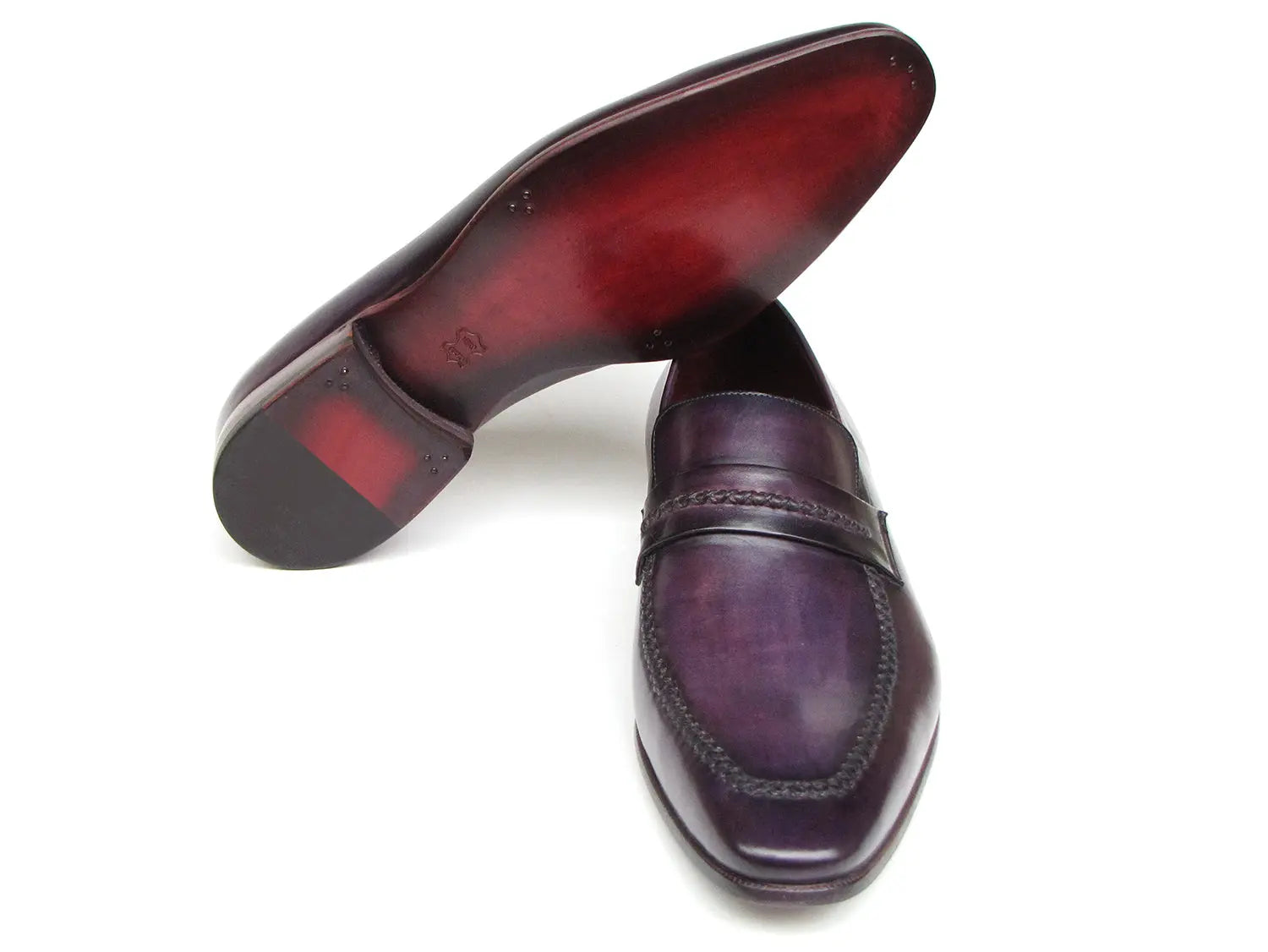 Paul Parkman Men's Purple Loafers Handmade Slip-On Shoes (ID#068-PURP) - GLR SHOPPING