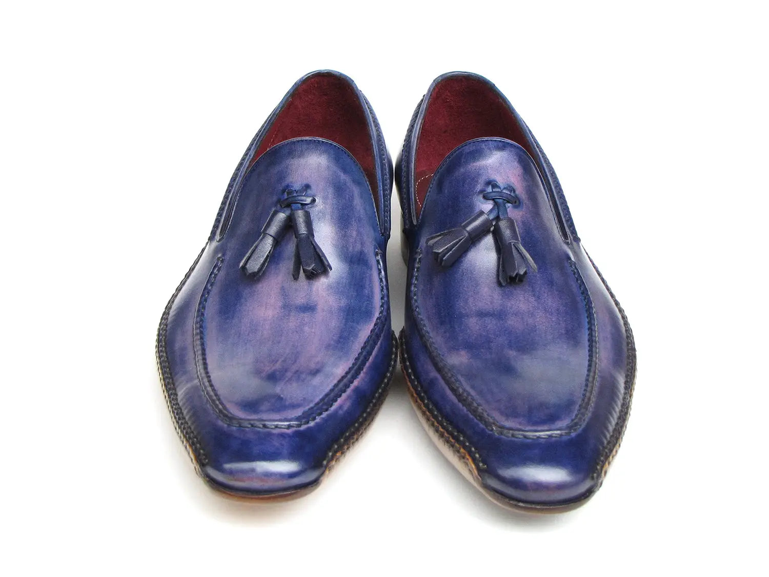 Paul Parkman Men's Side Handsewn Tassel Loafer Blue & Purple - GLR SHOPPING