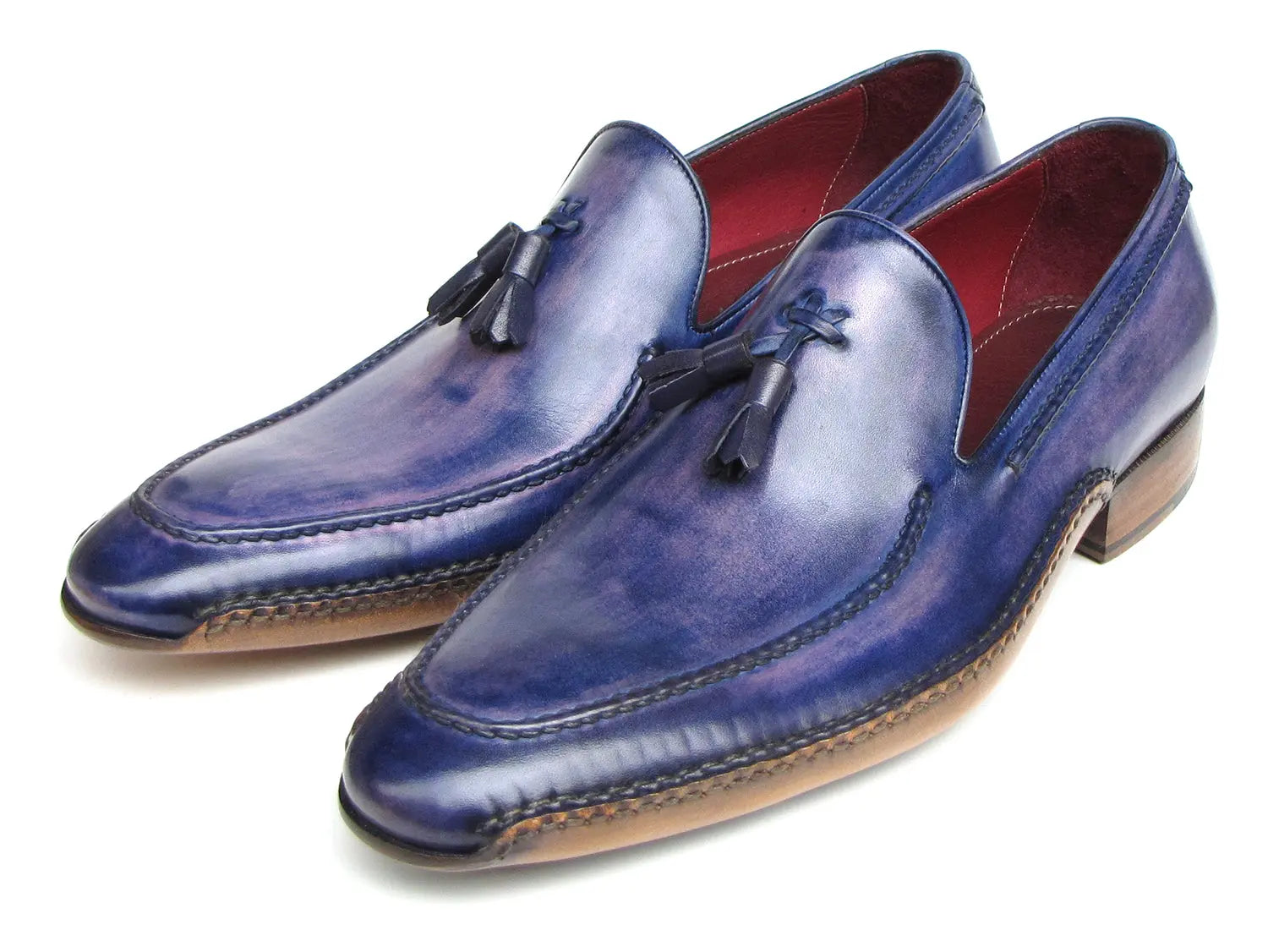 Paul Parkman Men's Side Handsewn Tassel Loafer Blue & Purple - GLR SHOPPING