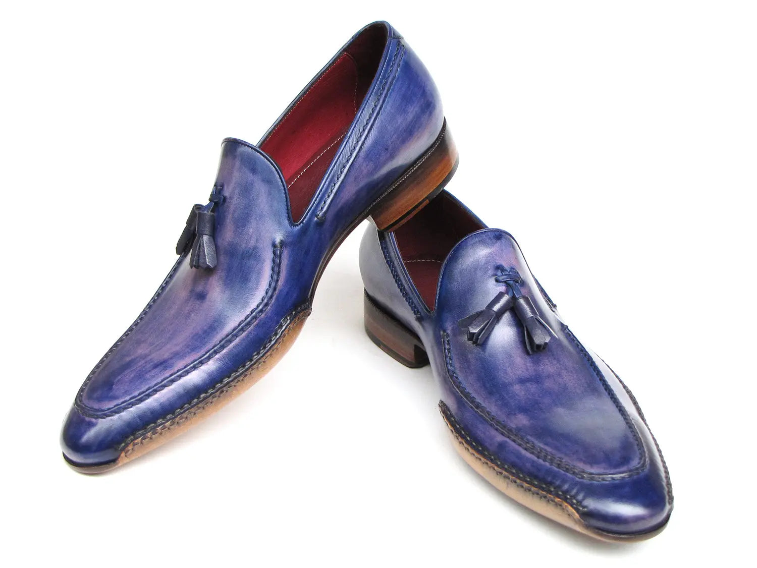 Paul Parkman Men's Side Handsewn Tassel Loafer Blue & Purple - GLR SHOPPING