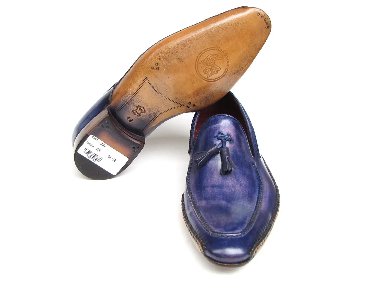 Paul Parkman Men's Side Handsewn Tassel Loafer Blue & Purple - GLR SHOPPING