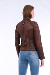 Ravenna Leather Biker Jacket - Brown