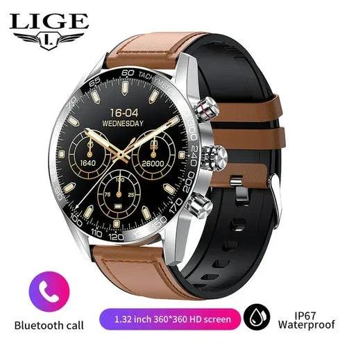 Lige 360 Amoled Hd Screen Watch For Men Smart Watch Bluetooth Calling - GLR SHOPPING