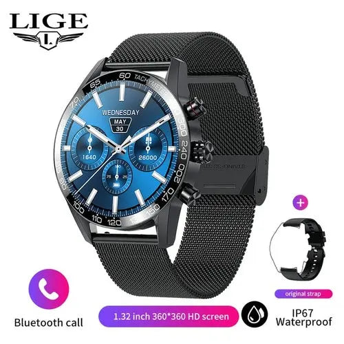 Lige 360 Amoled Hd Screen Watch For Men Smart Watch Bluetooth Calling - GLR SHOPPING