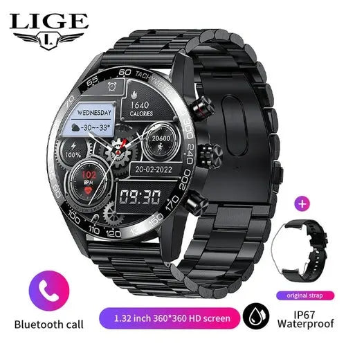 Lige 360 Amoled Hd Screen Watch For Men Smart Watch Bluetooth Calling - GLR SHOPPING