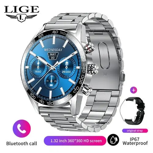 Lige 360 Amoled Hd Screen Watch For Men Smart Watch Bluetooth Calling - GLR SHOPPING