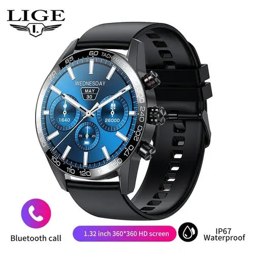 Lige 360 Amoled Hd Screen Watch For Men Smart Watch Bluetooth Calling - GLR SHOPPING