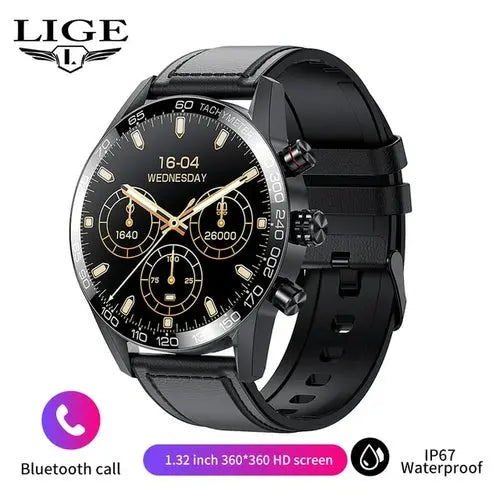 Lige 360 Amoled Hd Screen Watch For Men Smart Watch Bluetooth Calling - GLR SHOPPING