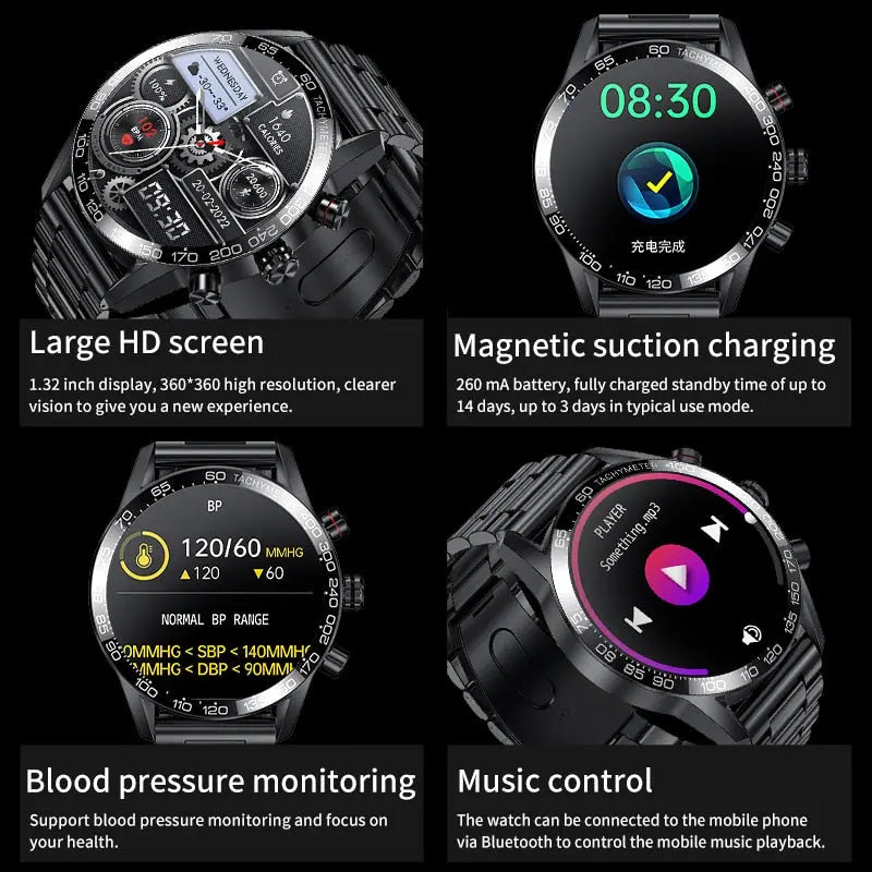 Lige 360 Amoled Hd Screen Watch For Men Smart Watch Bluetooth Calling - GLR SHOPPING