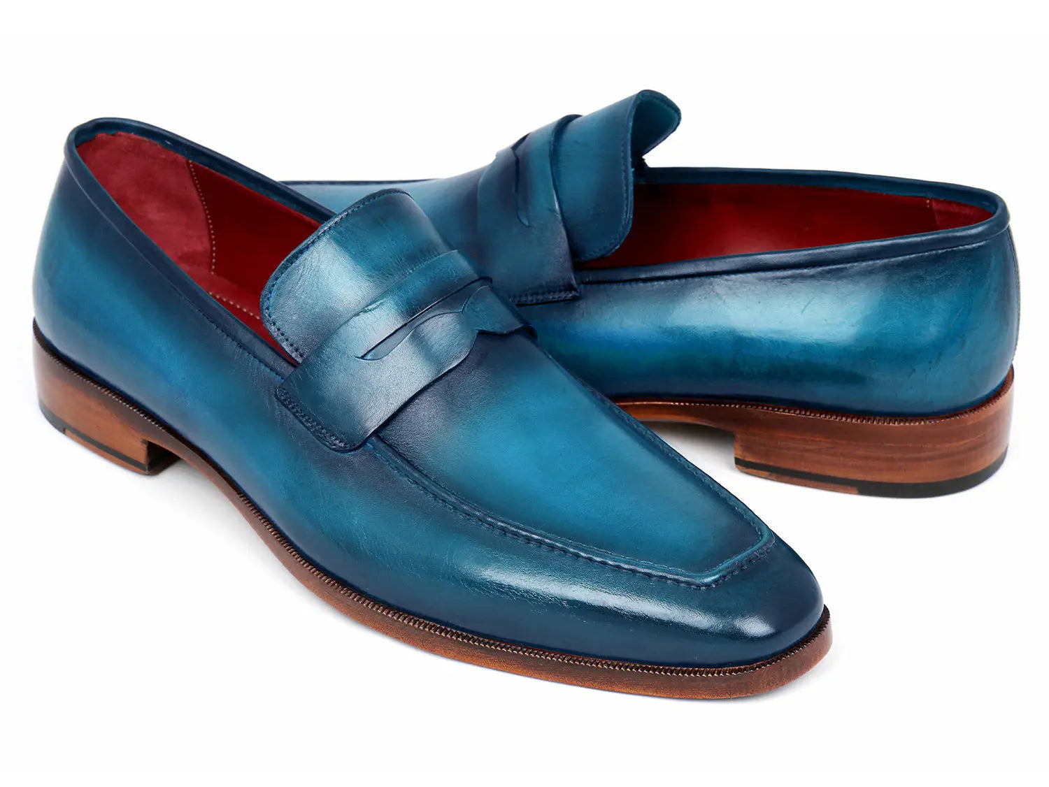 Paul Parkman Men's Penny Loafer Blue & Turquoise Calfskin (ID#10TQ84) - GLR SHOPPING