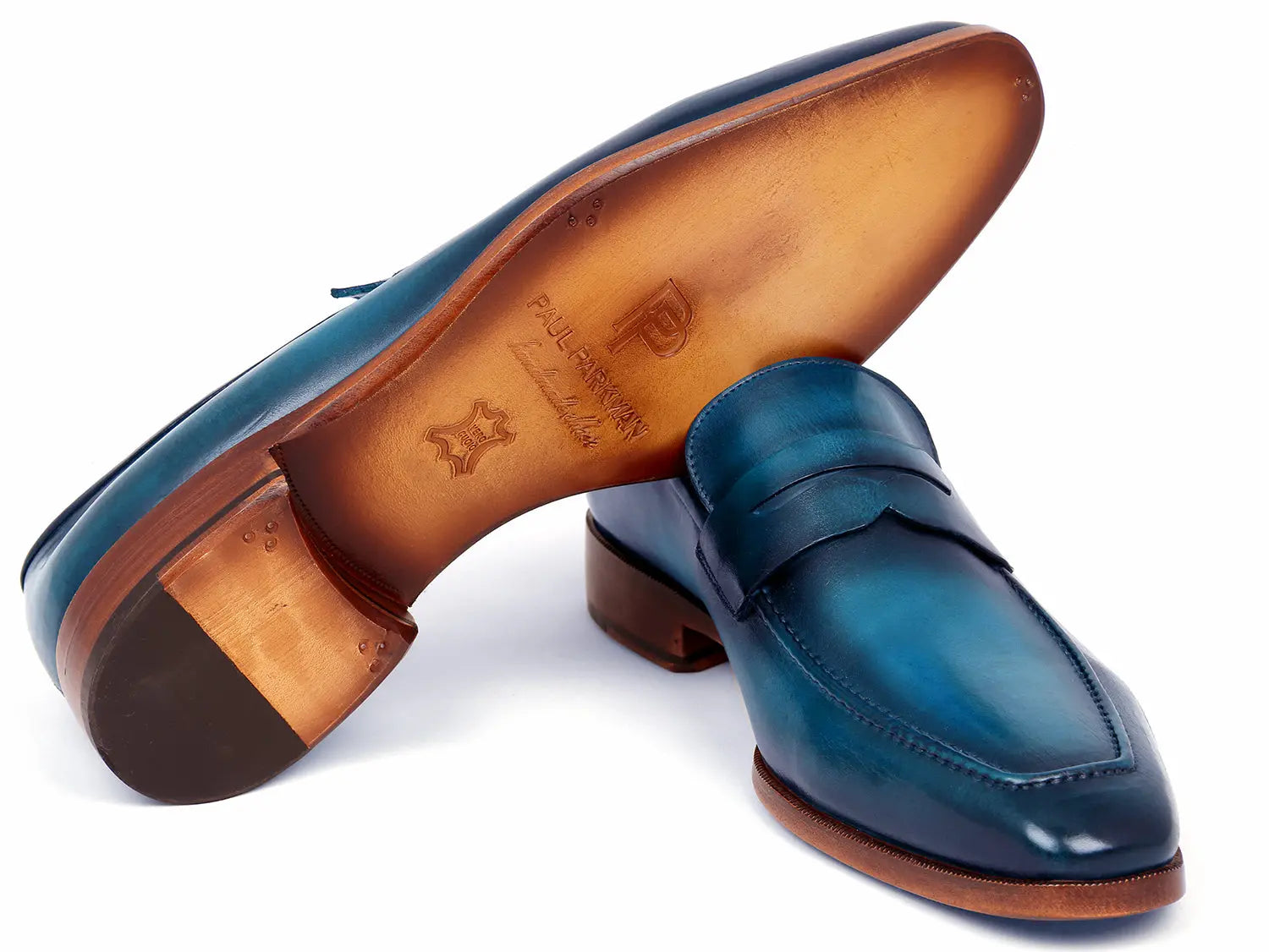 Paul Parkman Men's Penny Loafer Blue & Turquoise Calfskin (ID#10TQ84) - GLR SHOPPING