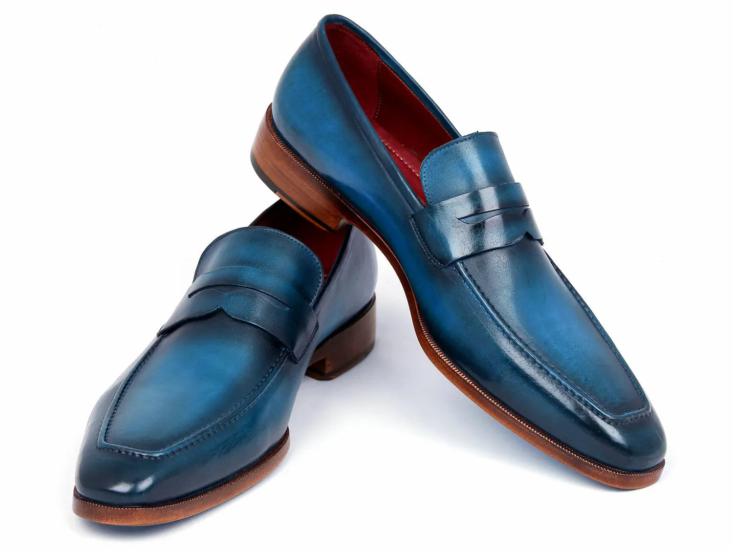 Paul Parkman Men's Penny Loafer Blue & Turquoise Calfskin (ID#10TQ84) - GLR SHOPPING