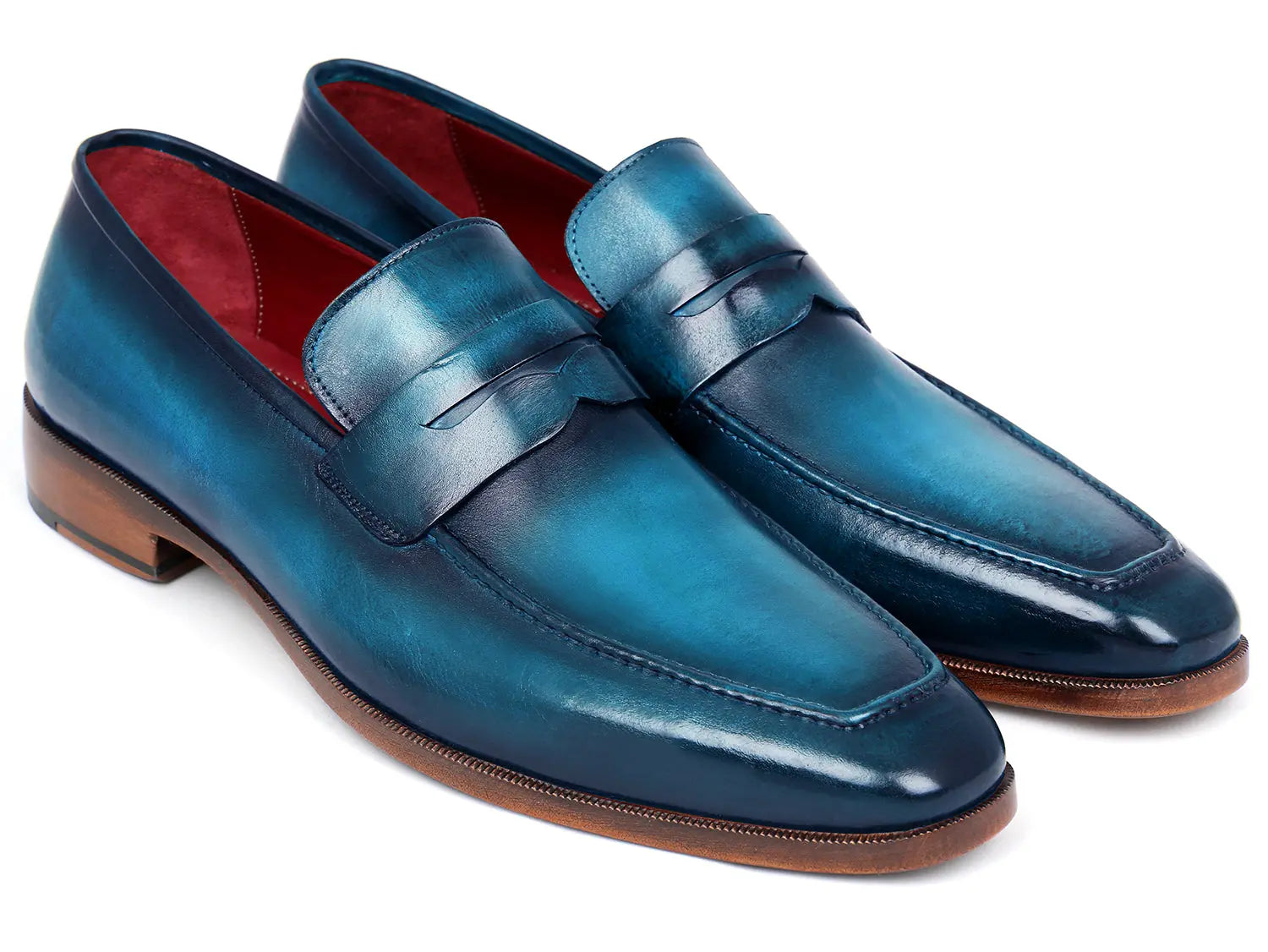 Paul Parkman Men's Penny Loafer Blue & Turquoise Calfskin (ID#10TQ84) - GLR SHOPPING