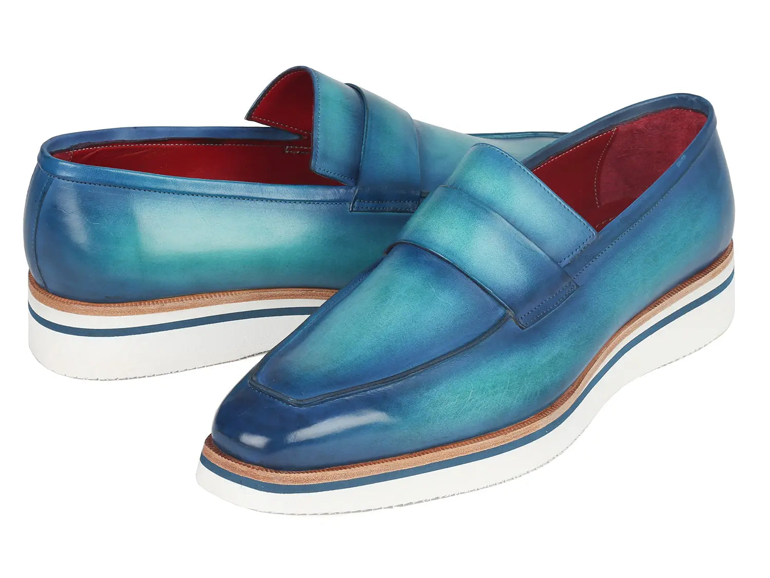Paul Parkman Men's Smart Casual Loafers Blue (ID#183-BLU-TRQ) - GLR SHOPPING
