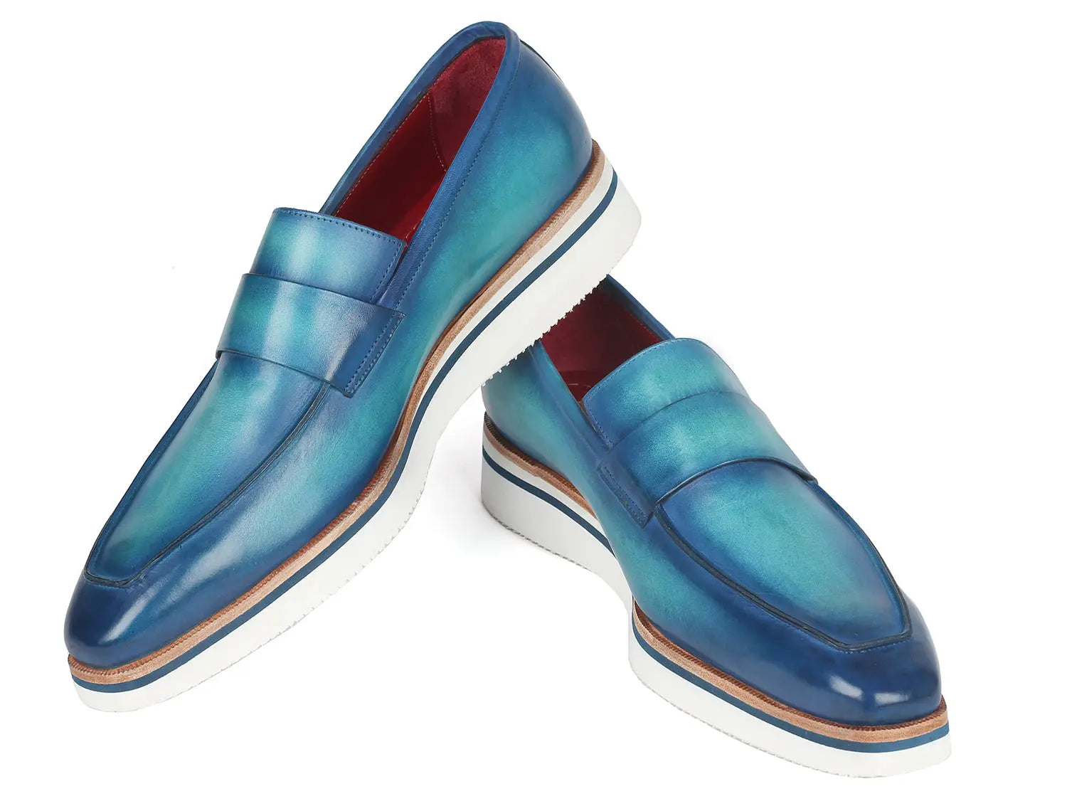 Paul Parkman Men's Smart Casual Loafers Blue (ID#183-BLU-TRQ) - GLR SHOPPING