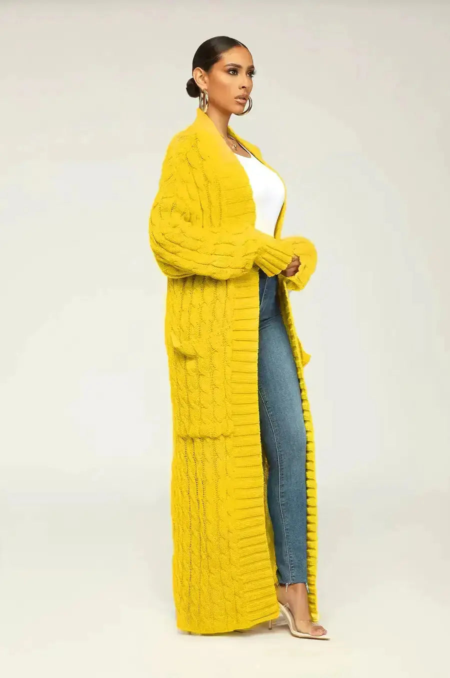 Drop Shoulder Maxi Sweater Cardigan - GLR SHOPPING