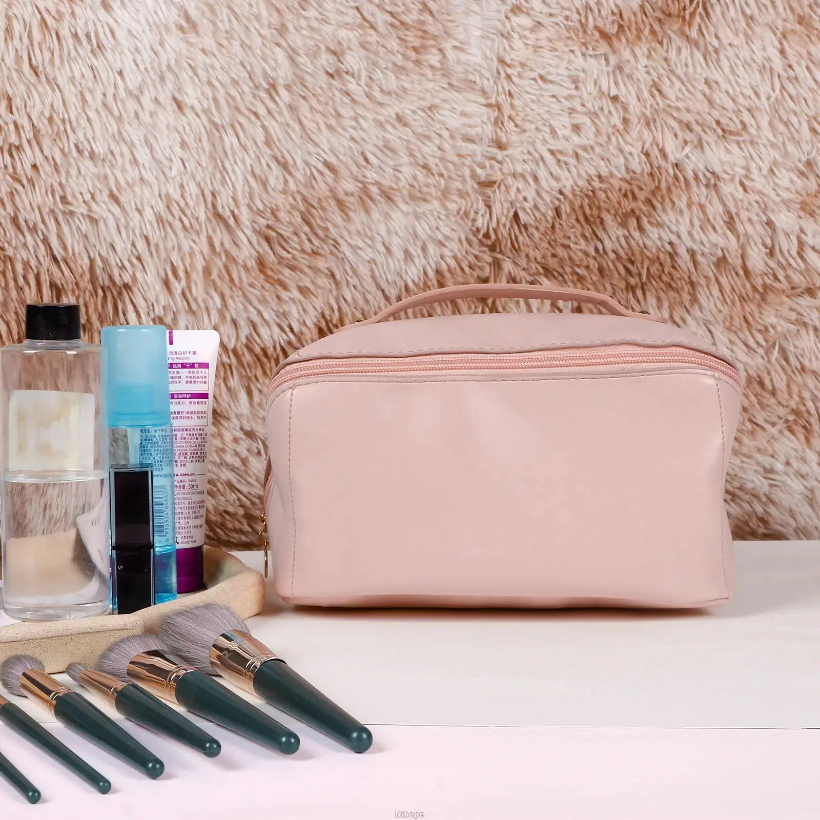 Large-Capacity Leather Cosmetic Bag - GLR SHOPPING