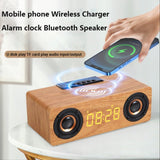 Wooden Retro Theme Wireless Charger Bluetooth Speaker Alarm Clock