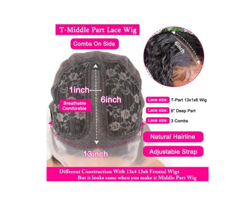 Transparent 13x1x6 Straight 13x4x1 T part Lace Frontal Human Hair Wigs - GLR SHOPPING