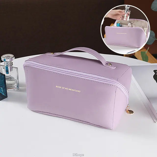 Large-Capacity Leather Cosmetic Bag