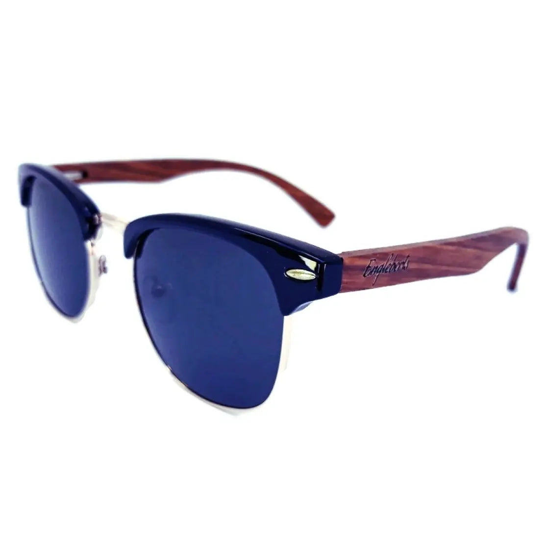Real Walnut Wood Club Style Sunglasses With Bamboo Case, Polarized - GLR SHOPPING