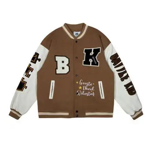 Quilted Embroidered Baseball Jacket - GLR SHOPPING