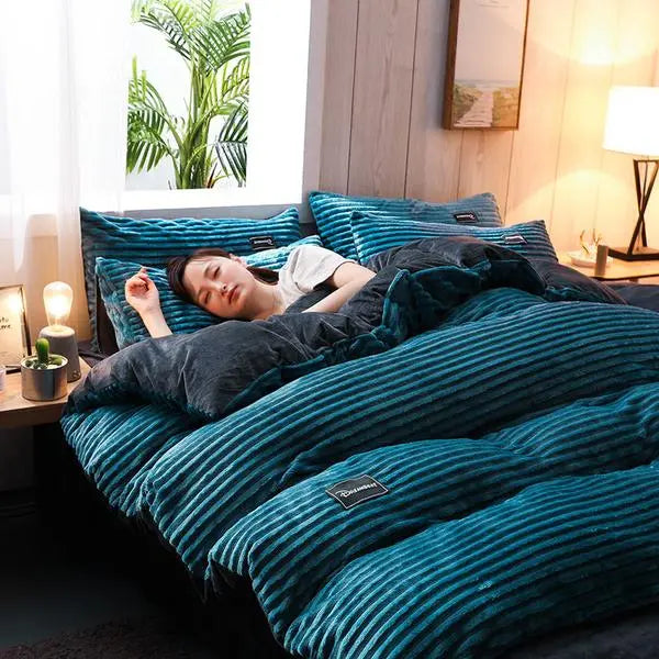 Thicken Corduroy Velvet Bedding Set - GLR SHOPPING