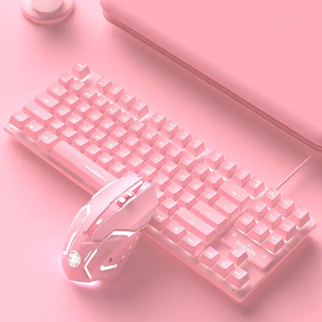 Cute Pink Wired Keyboard and Mouse Set - GLR SHOPPING
