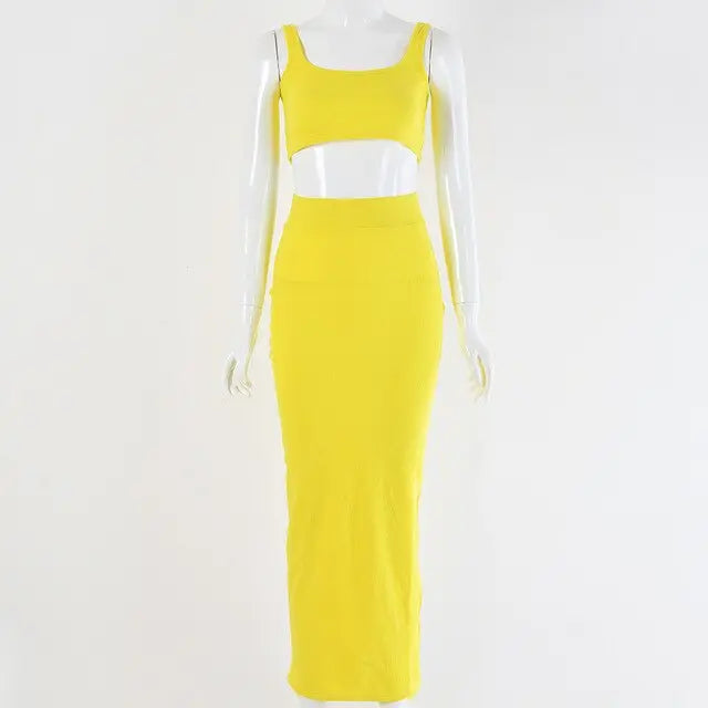 Neon Color Sexy Ribbed Dress Set - GLR SHOPPING