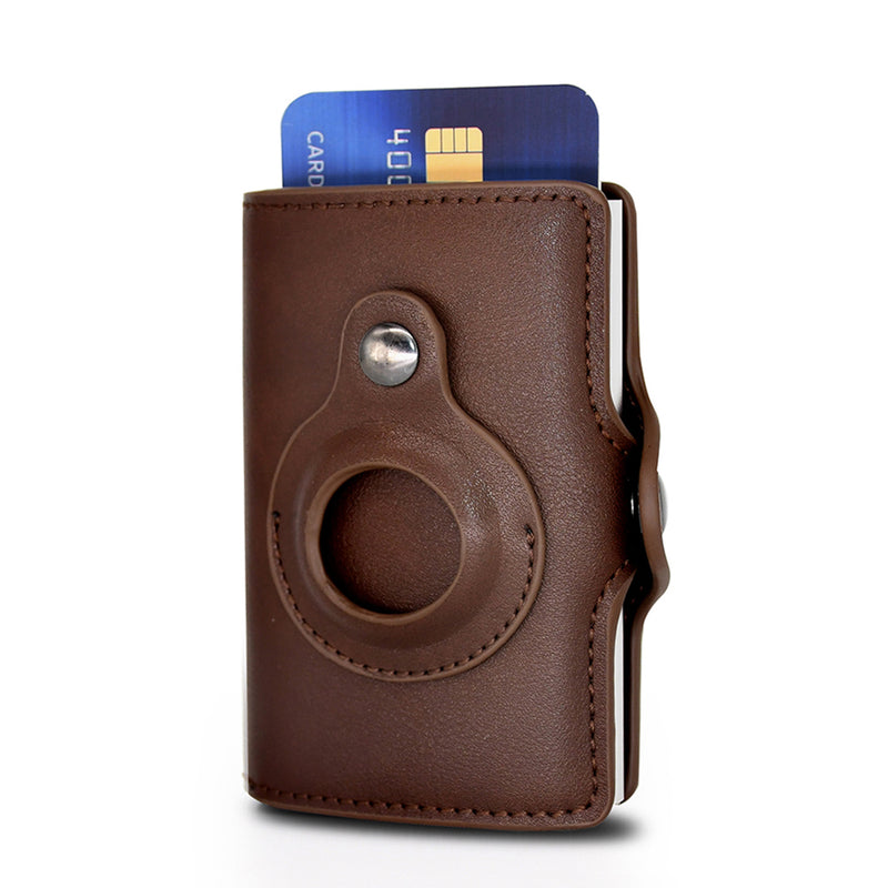a brown leather wallet with a credit card holder
