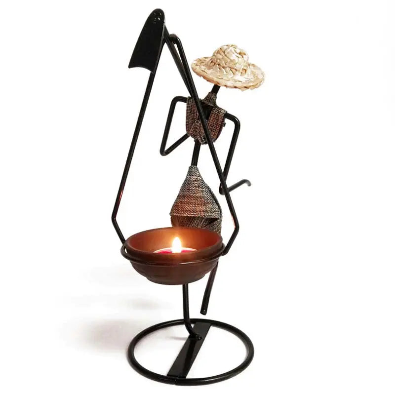 Girl Character Iron Candlestick - GLR SHOPPING